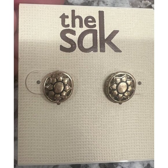 The Sak Gold Flower Stud‎ Earrings NEW - Picture 1 of 2